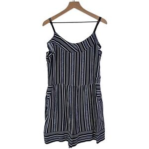 NEW Loft Stripe Romper 14 Navy Blue‎ Crepe Flowy NWT